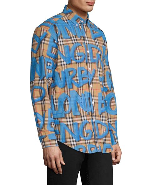 burberry graffiti shirt mens|Men’s Designer Shirts .